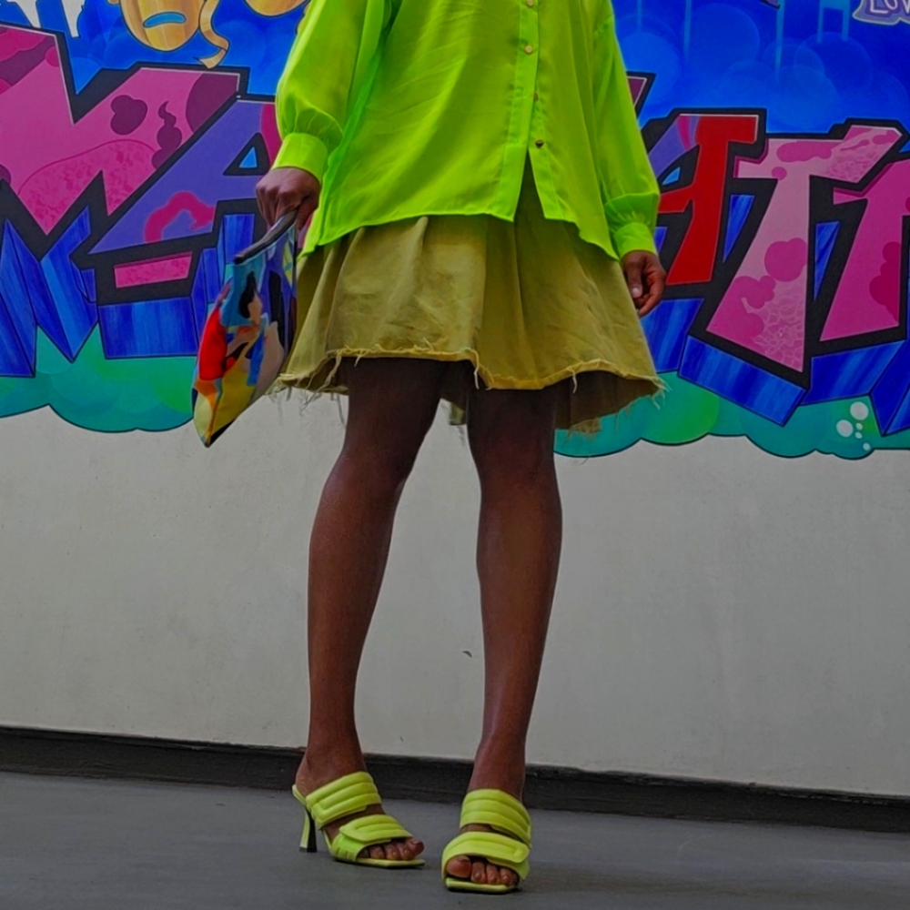 Retro Neon Heeled Mule